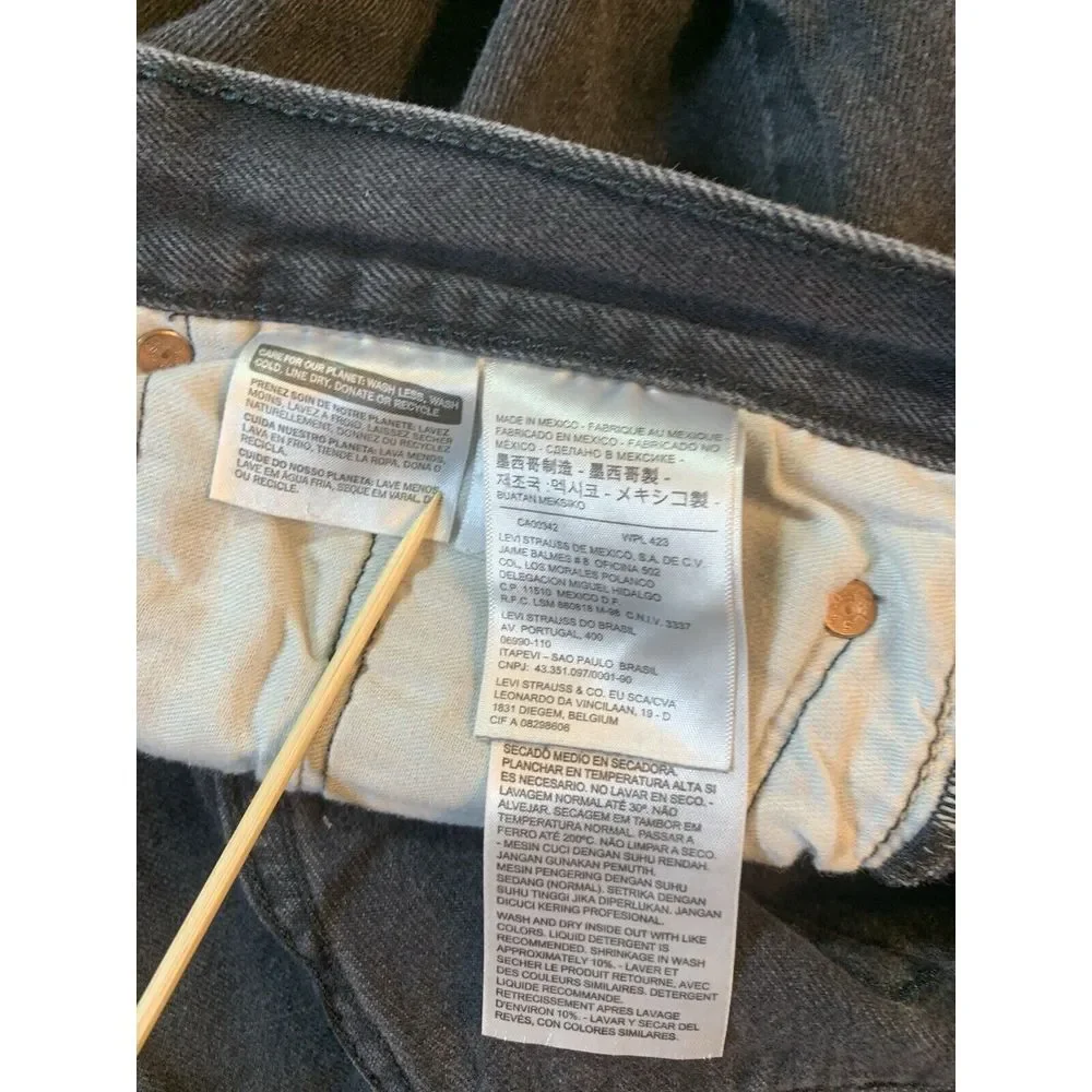 Levis 501xx Black Button Fly Jeans Mens Size 46x32 (44x28) Black‎ Patch Straight